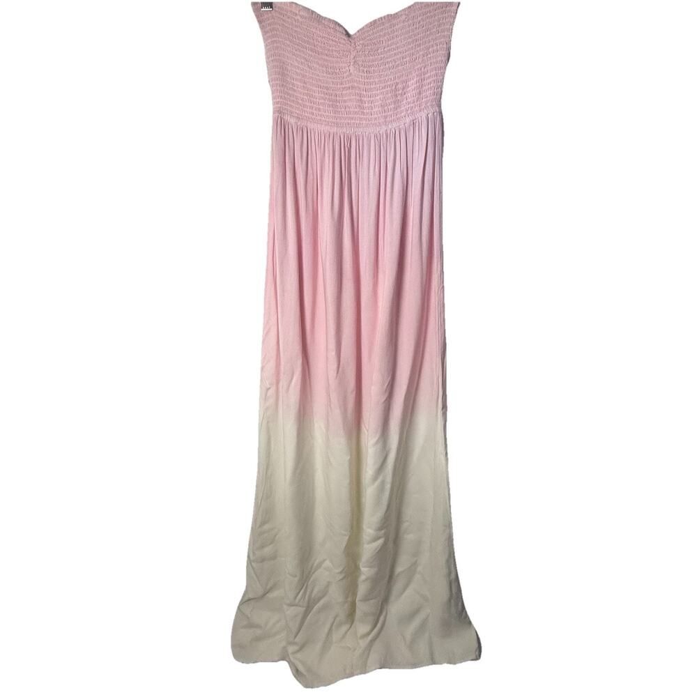 Element Dress Womens Small Pink Dip-Dye Strapless Woven Boho Coastal Beach